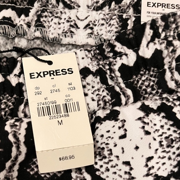 Express Medium NWT Stretch Joggers/ Black & White Snakeskin Print Pants/ Snake - Picture 4 of 6